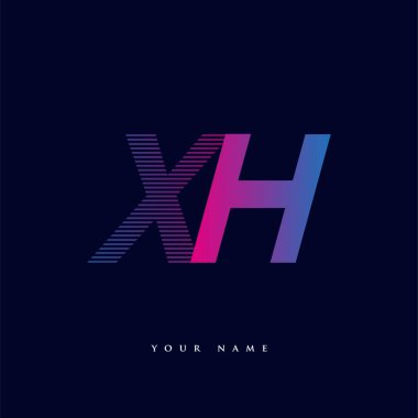 İlk harf logosu XH renkli mavi ve morumsu çizgili bileşim, Vector logo tasarım şablonu elemanları iş veya şirket kimliğiniz için.