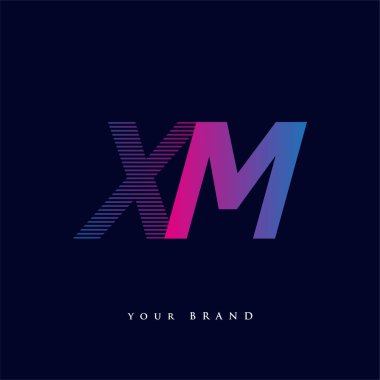 İlk harf logosu XM renkli mavi ve morumsu çizgili kompozisyon, Vector logo şablonu elemanları iş veya şirket kimliğiniz için.