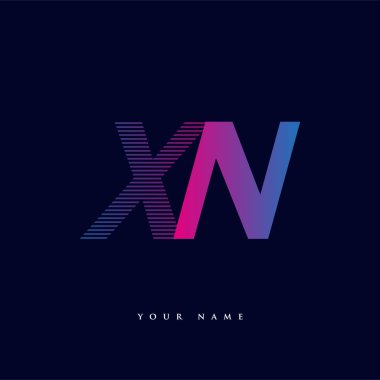 İlk harf logosu XN renkli mavi ve morumsu çizgili bileşim, Vector logo tasarım şablonu elemanları iş veya şirket kimliğiniz için.