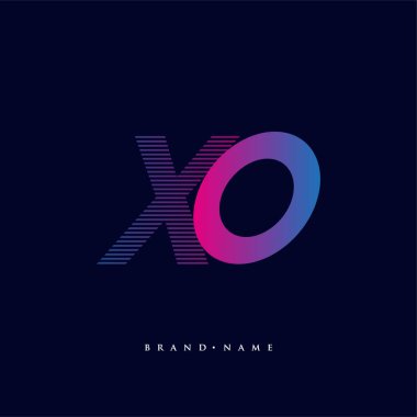 İlk harf logosu XO renkli mavi ve morumsu çizgili kompozisyon, Vector logo tasarım şablonu elemanları iş veya şirket kimliğiniz için.