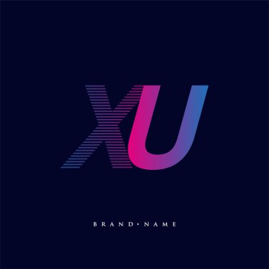 İlk harf logosu XU renkli mavi ve morumsu çizgili kompozisyon, Vector logo şablonu elemanları iş veya şirket kimliğiniz için.