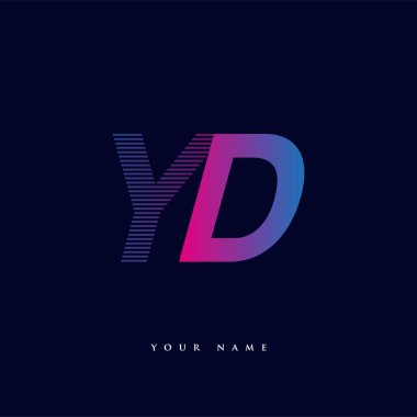 İlk harf logosu YD renkli mavi ve morumsu çizgili kompozisyon, Vector logo tasarım şablonu elemanları iş veya şirket kimliğiniz için.