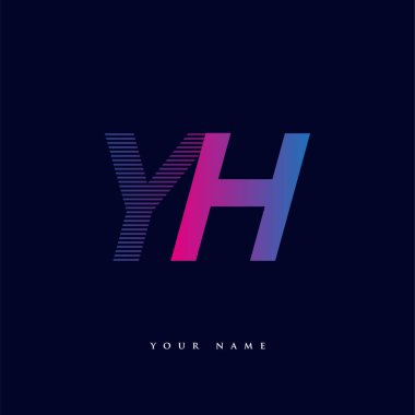İlk harf logosu YH renklendirilmiş mavi ve morumsu çizgili bileşim, Vector logo tasarım şablonu elemanları iş veya şirket kimliğiniz için.
