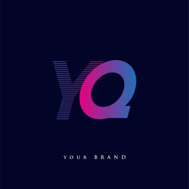 İlk harf logosu YQ çizgili kompozisyonu olan mavi ve morumsu mavi renkli, şirket veya şirket kimliğiniz için vektör logo şablonu unsurları.