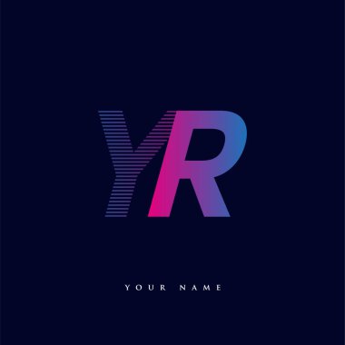 İlk harf logosu YR renkli mavi ve morumsu çizgili kompozisyon, Vector logo tasarım şablonu elemanları iş veya şirket kimliğiniz için.