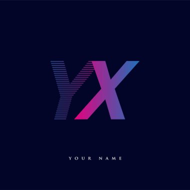 İlk harf logosu YX renkli mavi ve morumsu çizgili bileşim, Vector logo tasarım şablonu elemanları iş veya şirket kimliğiniz için.