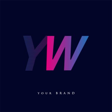 İlk harf logosu YW renkli mavi ve morumsu çizgili kompozisyon, Vector logo tasarım şablonu elemanları iş veya şirket kimliğiniz için.