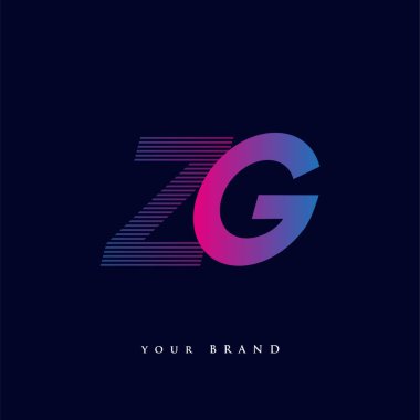 İlk harf logosu ZG renkli mavi ve morumsu çizgili kompozisyon, şirket veya şirket kimliğiniz için vektör logo şablonu unsurları.