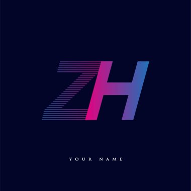 İlk harf logosu ZH renkli mavi ve morumsu çizgili kompozisyon, Vector logo şablonu elemanları iş veya şirket kimliğiniz için.