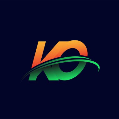 İlk logo nakavt şirketi adı turuncu ve yeşil Swoosh tasarımı, koyu arka planda izole edilmiş. iş ve şirket kimliği için vektör logosu.