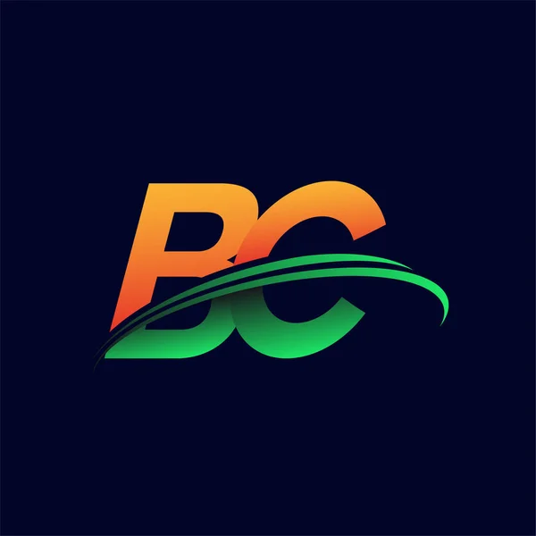 Первоначальный Логотип Название Компании Цветной Оранжевый Зеленый Swoosh Дизайн Изолированный — стоковый вектор