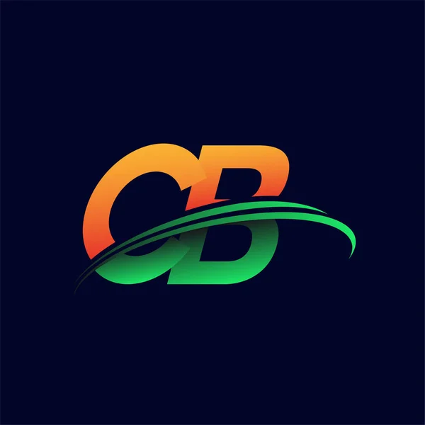 Αρχικό Λογότυπο Όνομα Της Εταιρείας Χρωματισμένο Πορτοκαλί Και Πράσινο Swoosh — Διανυσματικό Αρχείο
