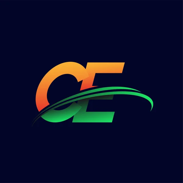 Αρχικό Λογότυπο Όνομα Εταιρείας Χρωματισμένο Πορτοκαλί Και Πράσινο Swoosh Σχεδιασμό — Διανυσματικό Αρχείο