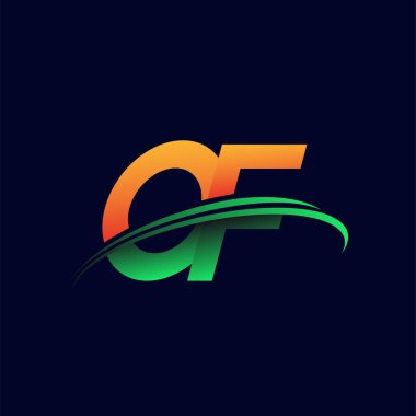 Şirketin ilk logosu koyu arka planda izole edilmiş renkli turuncu ve yeşil renk desenli. iş ve şirket kimliği için vektör logosu.