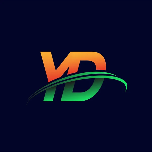 Ursprunglig Logotyp Företagsnamn Färgad Orange Och Grön Swoosh Design Isolerad — Stock vektor