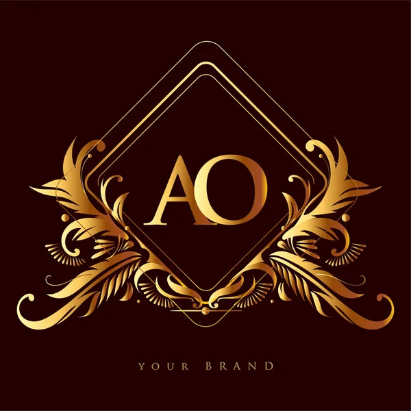 Letra Logotipo Inicial Con Color Dorado Con Adornos Patrón Clásico — Vector de stock
