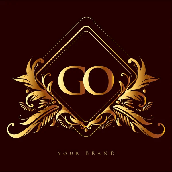 Letra Logotipo Inicial Con Color Dorado Con Adornos Patrón Clásico — Vector de stock