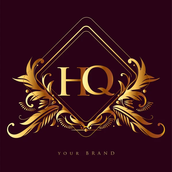 Letra Inicial Del Logotipo Con Color Dorado Con Adornos Patrón — Vector de stock
