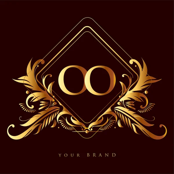 Letra Inicial Del Logotipo Con Color Dorado Con Adornos Patrón — Vector de stock