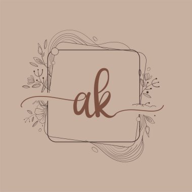 El Yazısı Çiçeği, Düğün Yazı Tipi Logosu ve İş Kimliği ile AK İlk Logosu.