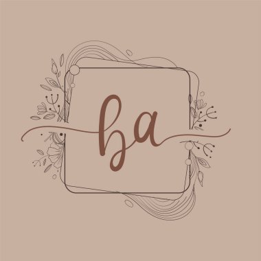 El Çizimi Çiçeği, Düğün Yazı Tipi Logosu ve İş Kimliği ile BA İlk Logosu.