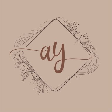 El Çizimi Çiçeği, Düğün Yazı Tipi Logosu ve Şirket Kimliği ile AY İlk Logosu.