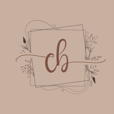 CB Harfi El Çizimi Çiçek, Düğün Yazı Tipi Logosu ve Şirket Kimliği.