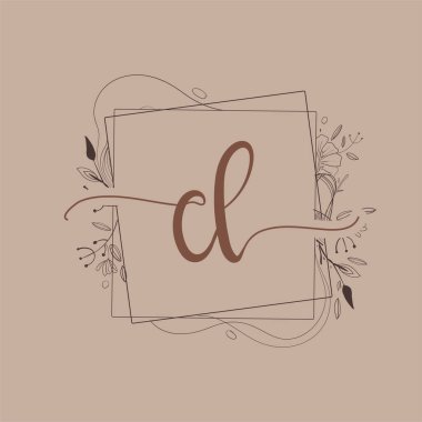 CL Harfi El Çizimi Çiçek, Düğün Yazı Tipi Logosu ve Şirket Kimliği.