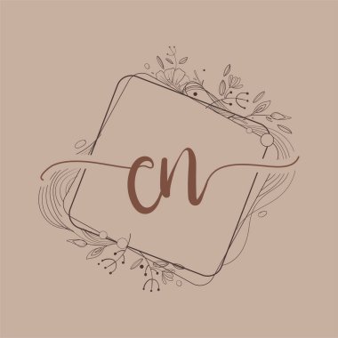 CN Harfi İlk Logosu, Çiçek El Çizimi, Düğün Yazı Tipi Logosu ve Şirket Kimliği.