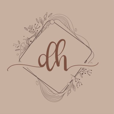 El Çizimi Çiçeği, Düğün Yazı Tipi Logosu ve Şirket Kimliği ile DH İlk Logosu.