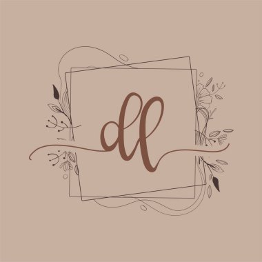 El Çizimi Çiçeği, Düğün Yazı Tipi Logosu ve Şirket Kimliği ile DL İlk Logosu.