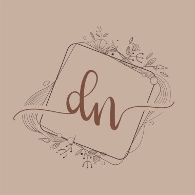 El Çizimi Çiçeği, Düğün Yazı Tipi Logosu ve Şirket Kimliği ile DN İlk Logosu.