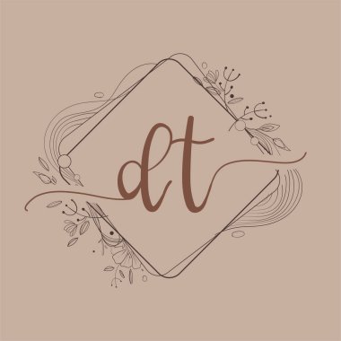 El Çizimi Çiçeği, Düğün Yazı Tipi Logosu ve Şirket Kimliği ile DT İlk Logosu.