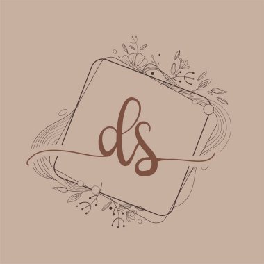 DS İlk Logosu Çiçek Çiz, Düğün Yazı Tipi Logosu ve Şirket Kimliği.