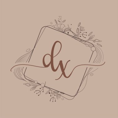 El Çizimi Çiçeği, Düğün Yazı Tipi Logosu ve Şirket Kimliği ile DX İlk Logosu.