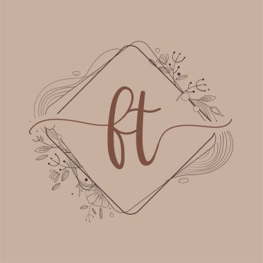 El Çizimi Çiçeği, Düğün Yazı Tipi Logosu ve Şirket Kimliği ile FT İlk Logosu.