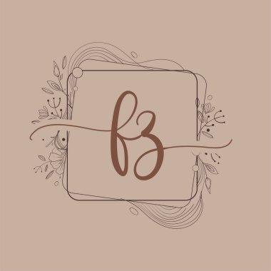 El Çizimi Çiçek, Düğün Yazı Tipi Logosu ve Şirket Kimliği ile FZ Baş Logosu.