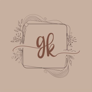 El Çizimi Çiçeği, Düğün Yazı Tipi Logosu ve Şirket Kimliği ile GK İlk Logosu.