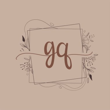 El Çizimi Çiçeği, Düğün Yazı Tipi Logosu ve Şirket Kimliği ile GQ İlk Logosu.