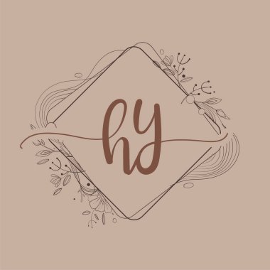 El Çizimi Çiçek, Düğün Yazı Tipi Logosu ve Şirket Kimliği ile HY Baş Logosu.