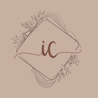 El Çizimi Çiçeği, Düğün Yazı Tipi Logosu ve Şirket Kimliği ile IC İlk Logosu.