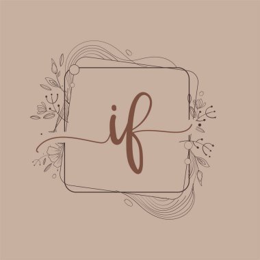 Çiçek El Çizen Başlangıç Logosu, Düğün Yazı Tipi Logosu ve İş Kimliği.