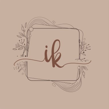 El Çizimi Çiçeği, Düğün Yazı Tipi Logosu ve Şirket Kimliği ile IK İlk Logosu.