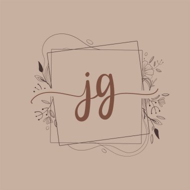 El Çizimi Çiçek, Düğün Yazı Tipi Logosu ve Şirket Kimliği ile JG Baş Logosu.