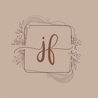 El Çizimi Çiçek, Düğün Yazı Tipi Logosu ve Şirket Kimliği ile JF Baş Logosu.