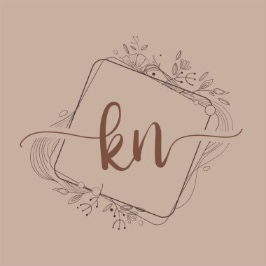 El Çizimi Çiçeği, Düğün Yazı Tipi Logosu ve Şirket Kimliği ile KN İlk Logosu.