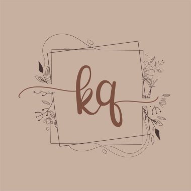 El Çizimi Çiçeği, Düğün Yazı Tipi Logosu ve Şirket Kimliği ile KQ İlk Logosu.