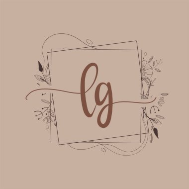 LG Harfi El Çizimi Çiçek, Düğün Yazı Tipi Logosu ve Şirket Kimliği.