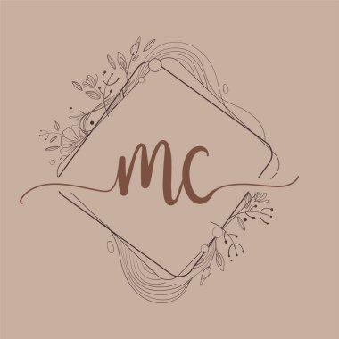 El Çizimi Çiçeği, Düğün Yazı Tipi Logosu ve Şirket Kimliği ile MC İlk Logosu.