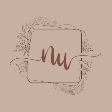 El Çizimi Çiçeği, Düğün Yazı Tipi Logosu ve Şirket Kimliği ile NU İlk Logosu.